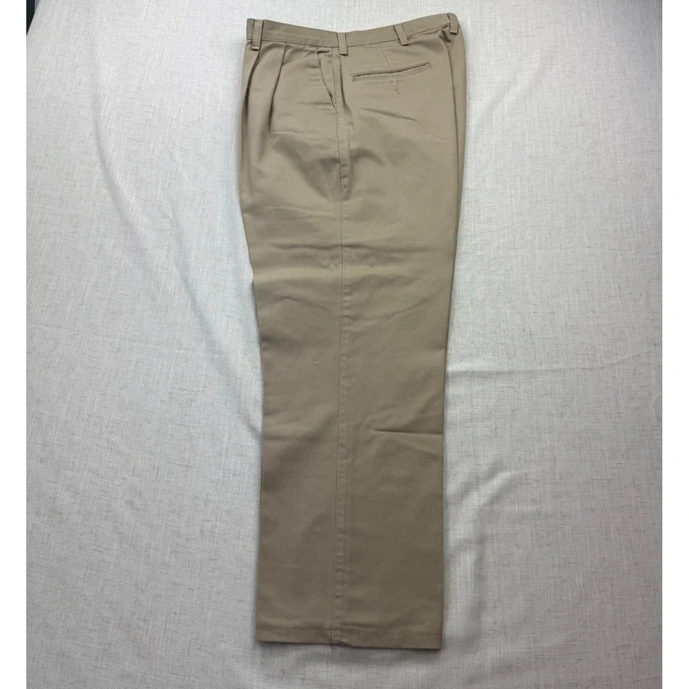 VTG Wrangler Riata Mens Pleated Chinos Tan Khaki Twill Relaxed Fit Pants 34x27